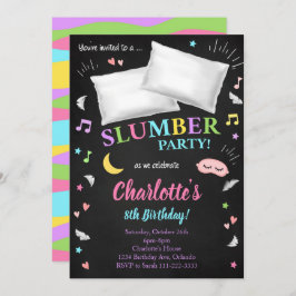 Invitación a Chicas de Sleepover Fiesta de madera