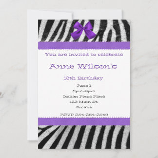 Invitación a Chicas morados y cebras