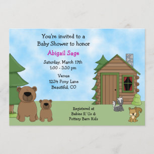 Invitación a Chicas por Baby Shower con Oso y Cabi