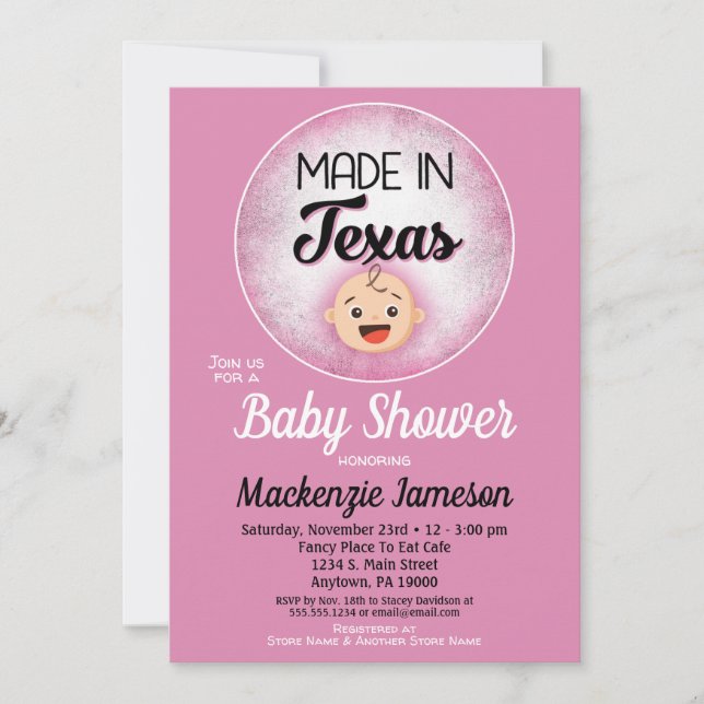 Invitación a Chicas rosas divertidos de Baby Showe (Anverso)