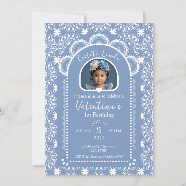 Invitación a Cielito Lindo Primer Cumpleaños con F (Anverso)