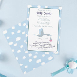 Invitación a cigüeña de Baby Shower Verse de la Bi