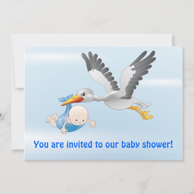 invitación a cigüeña y bebé (Anverso)