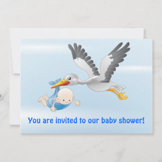 invitación a cigüeña y bebé