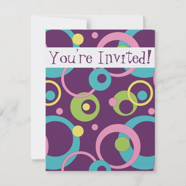 Invitación a Círculos Funky Púrpura (Anverso)