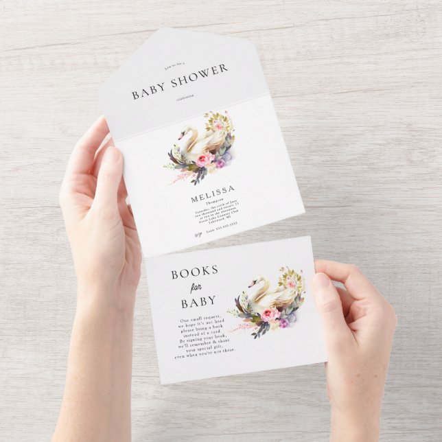 Invitación a cisnes en Baby Shower y libros para b (desgarro)