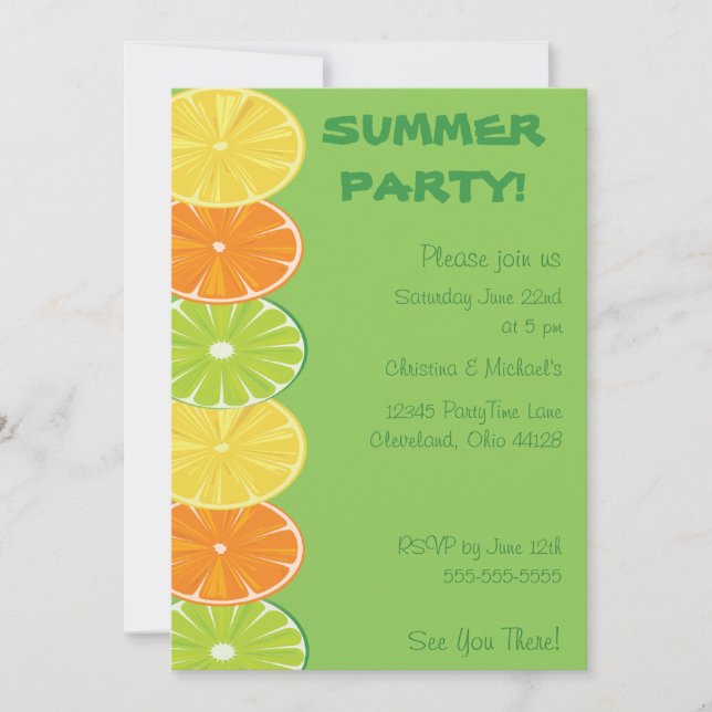 Invitación a citrus Splash (Anverso)