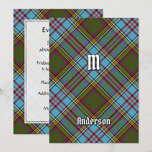 Invitación a Clan Anderson Tartan (Anverso / Reverso)