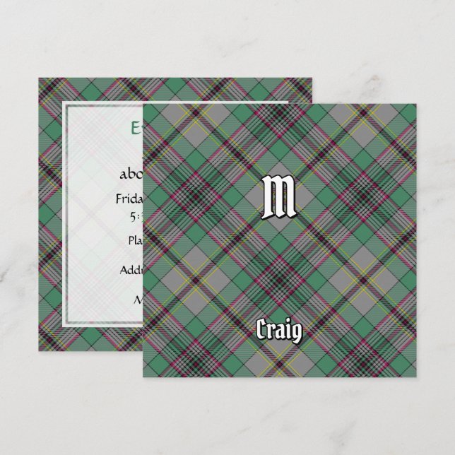 Invitación a Clan Craig Tartan (Anverso / Reverso)