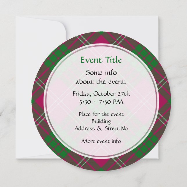 Invitación a Clan Crawford Tartan (Reverso)
