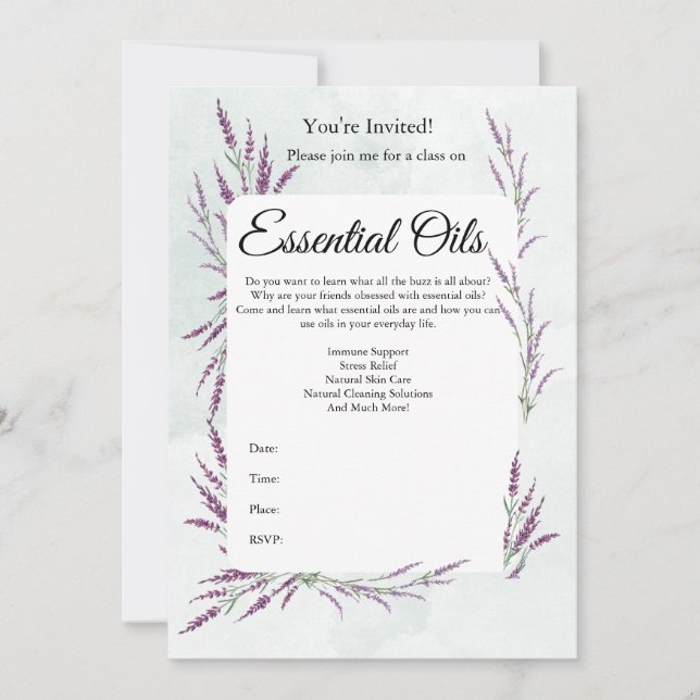 Invitación a clase de aceite esencial (Anverso)