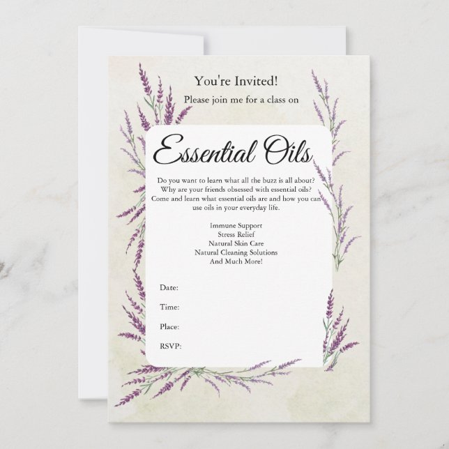 Invitación a clase de aceite esencial (Anverso)