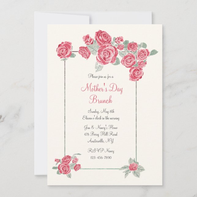 Invitación a Cluster of Red Roses (Anverso)