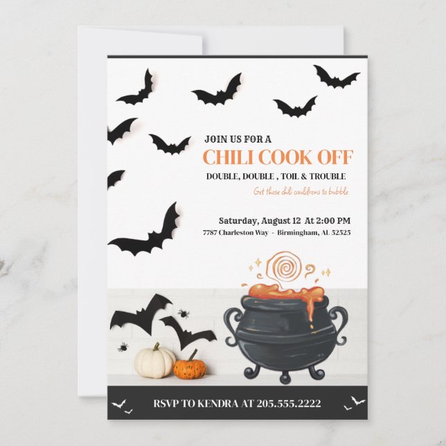 Invitación a Cocinar en Chile de Halloween (Anverso)