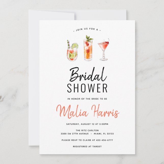 Invitación a Coctail Bridal Shower (Anverso)