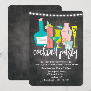 Invitación a cócteles retro fiesta de cóctel