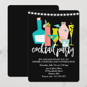 Invitación a cócteles retro fiesta de cóctel