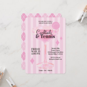Invitación a cócteles y tenis (rosa)