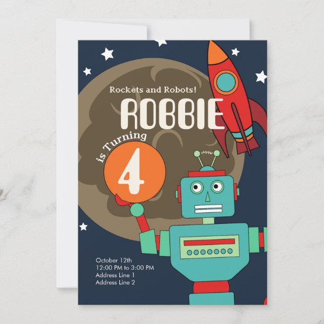 Invitación a cohetes y robots (Anverso)