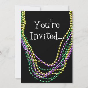 Invitación a collares de perlas de Mardi Gras