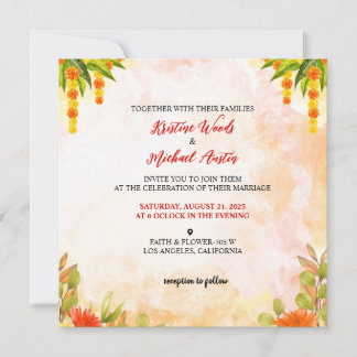 Invitación a color de la tarjeta boda