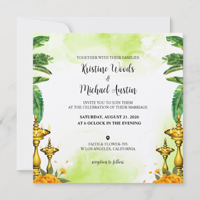 Invitación a color de la tarjeta boda (Anverso)