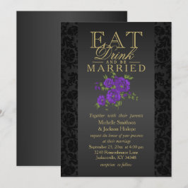 Invitación a Comer, Beber y Casarse Flor Púrpura