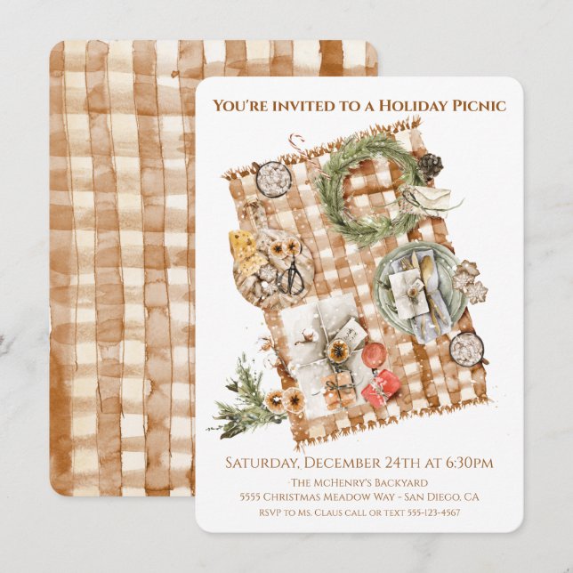 Invitación a comer picnic para Navidades de vacaci (Anverso / Reverso)