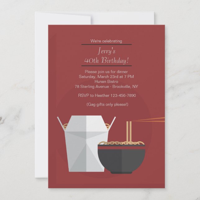 Invitación a comida oriental (Anverso)