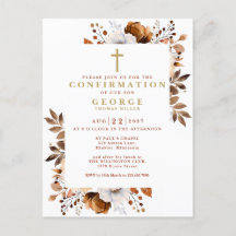 Invitación a confirmación botánica de otoño rústic