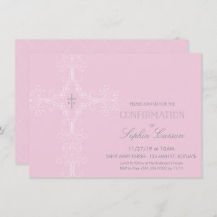 Invitación a confirmación de Chica con elegante cr