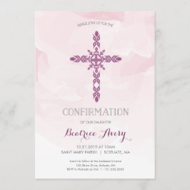 Invitación a confirmación de Chica, cruz y acuarel