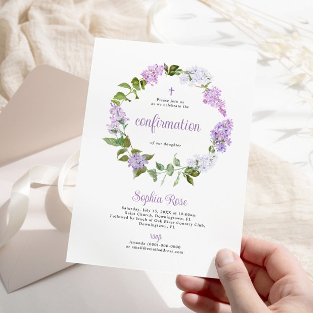 Invitación a confirmación de flores rusticas de Li (Subido por el creador)
