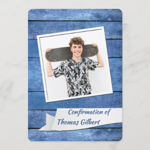 Invitación a confirmación de foto azul rusa