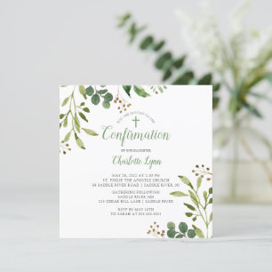 Invitación a confirmación de hoja verde suave