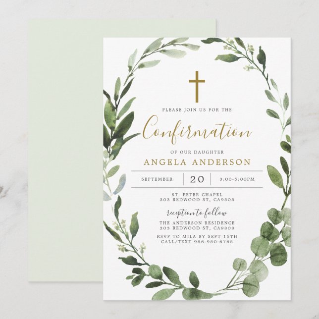 Invitación a confirmación de vegetación de follaje (Anverso / Reverso)