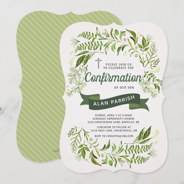 Invitación a confirmación de verde (Anverso / Reverso)