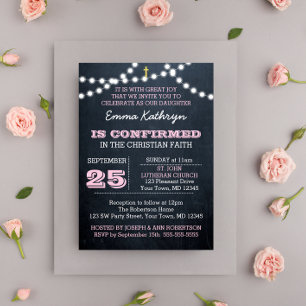 Invitación a confirmación rosa de las luces de tab