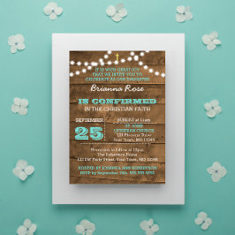 Invitación a confirmación Verde azulada de Barnwoo