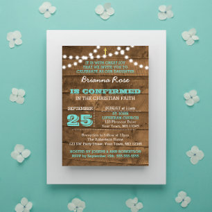 Invitación a confirmación Verde azulada de Barnwoo