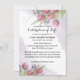 Invitación a conmemoración de color tulipán rojo