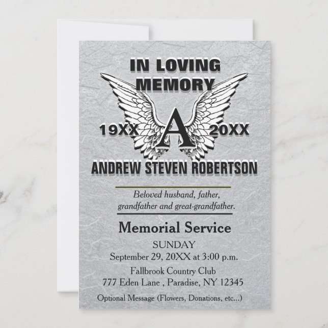 Invitación a conmemoración de plata | Ángel Wings (Reverso)