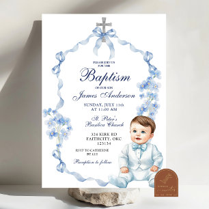 Invitación a Coquette Baptism Blue Wildflower