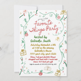 Invitación a cosas favoritas de los navidades