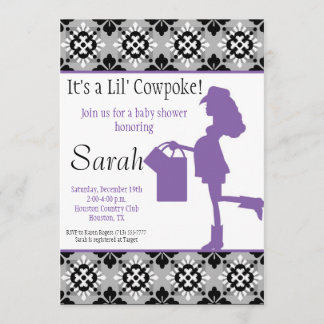 Invitación a Cowgirl Baby Shower (púrpura)