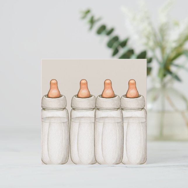 Invitación a Craft Baby Shower - Botellas para beb (Anverso de pie)