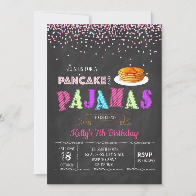 Invitación a crepes y pijamas (Anverso)