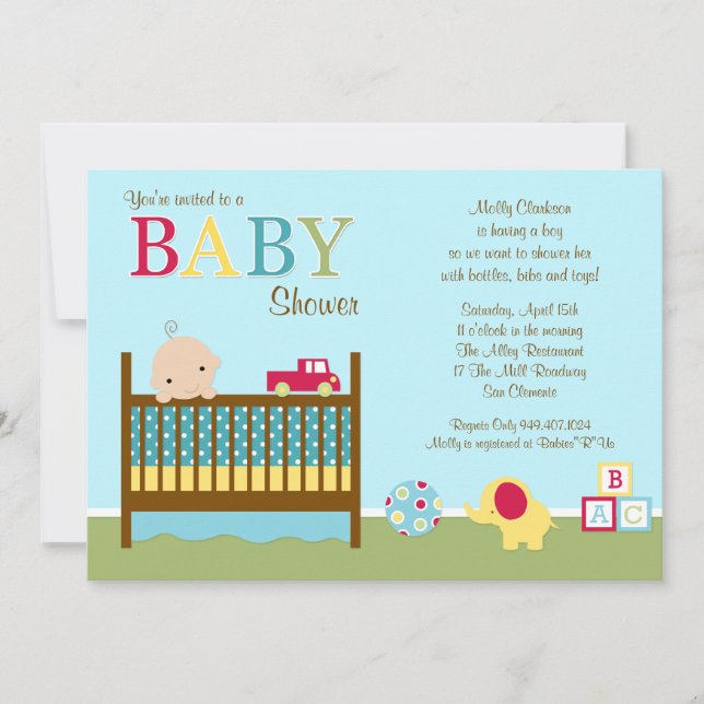 Invitación a Crib Baby Shower (Anverso)