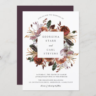 Invitación a cuadro Boda de mariposas y ciruelas