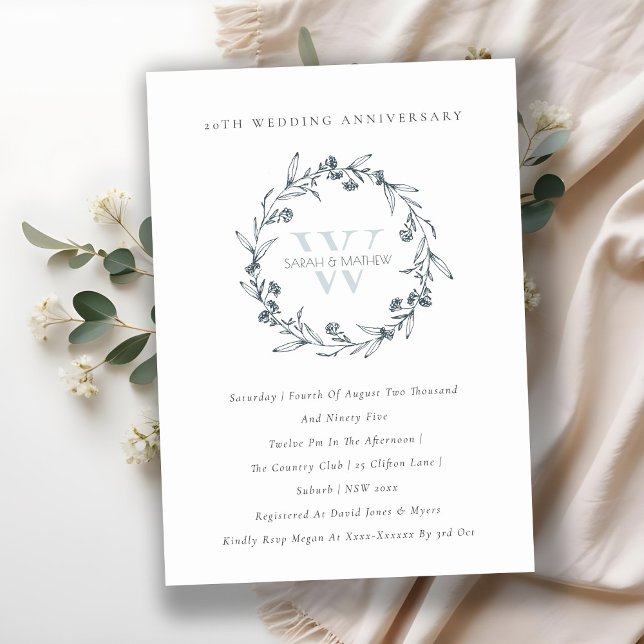 Invitación a cualquier año de floral Laurel Wreath (Subido por el creador)